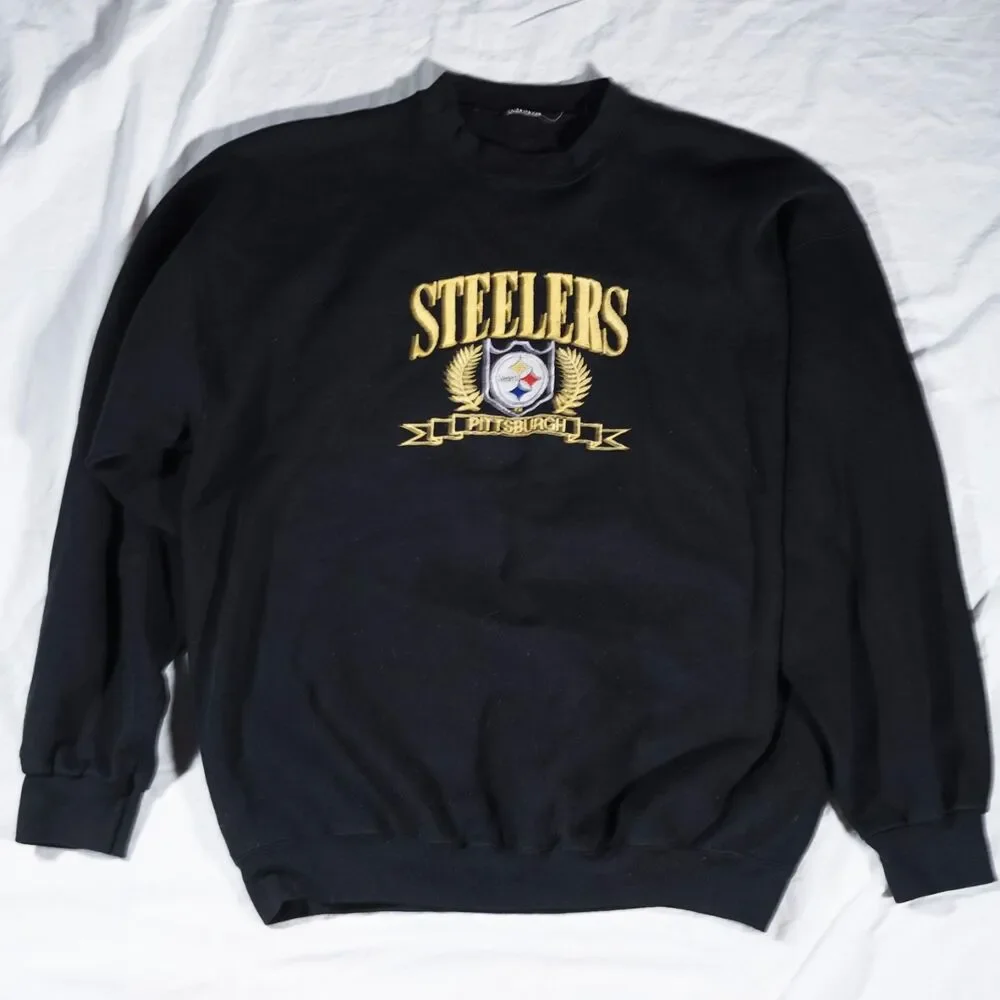 Pittsburgh Steelers Vintage Crewneck Sweatshirt Embroidered Logo NFL Football
